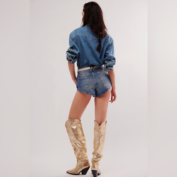 New Free People  Women's Blue We The Free Prince Street  Micro Denim Shorts - Picture 4 of 16